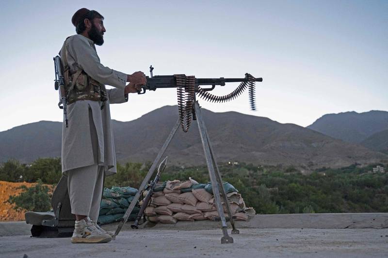 A Taliban fighter keeping watch at an outpost in Panjshir Province, Afghanistan. AFP