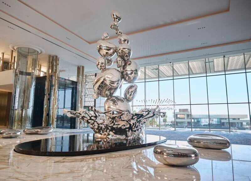 At 11.5 metres tall and made from 5.5 tonnes of stainless steel, 'Droplets' is the focal piece of the lobby at Atlantis The Royal. Getty Images for Atlantis Dubai