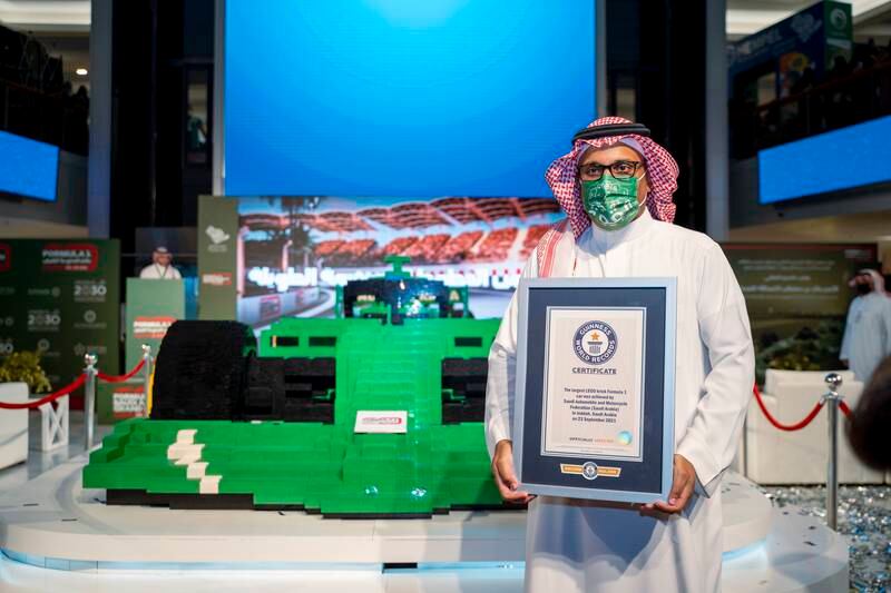 Saudi Arabian GP organisers assembled the world's biggest F1 car made from Lego bricks, which was recognised by Guinness Word Records. Courtesy Saudi Arabian Grand Prix