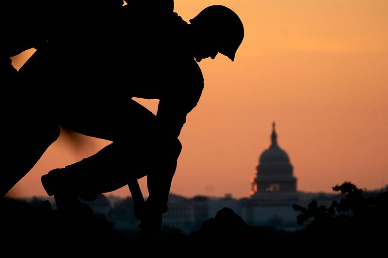 The US Capitol is seen past the US Marine Corps War Memorial in Arlington, Virginia, on May 29. AFP