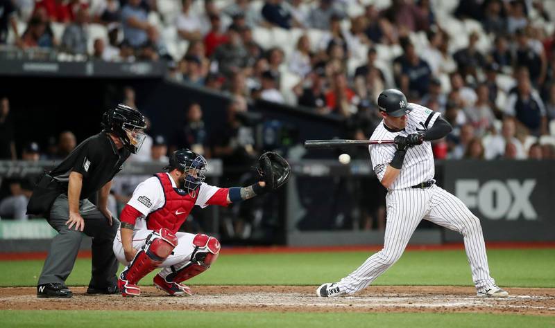 Major League Baseball - New York Yankees v Boston Red Sox - London Stadium, London, Britain - June 29, 2019 New York Yankees' Austin Romine in action.  Reuters