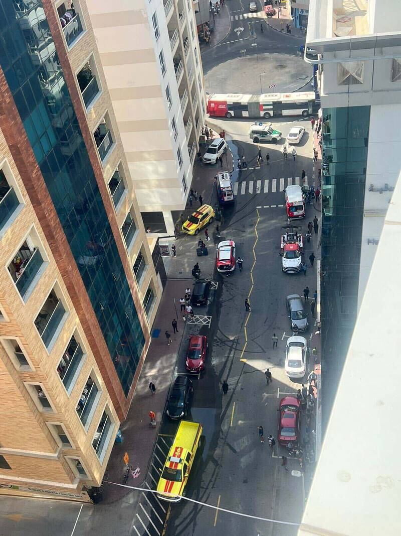 Dubai Civil Defence teams were called to the scene on Sunday morning.
Photo: Roberto Fortuno