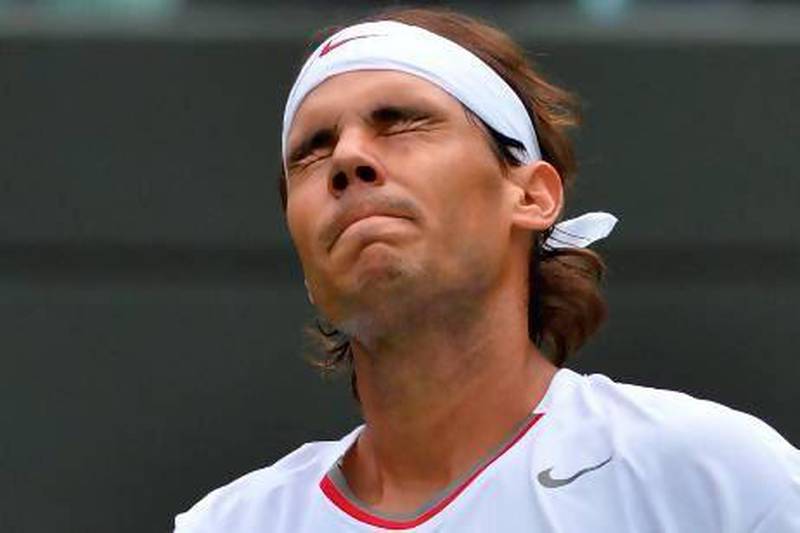 Spain's Rafael Nadal reacts after a point lost against Belgium's Steve Darcis.