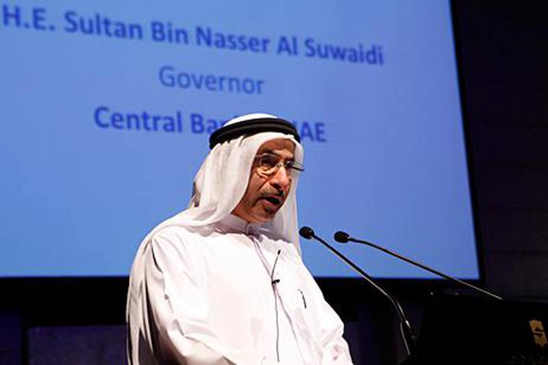 Dubai,United Arab Emirates-October 13: Governor of the Central Bank of UAE, Sultan Bin Nasser al Suwaidi gestures duing the  ACT Middle East Conference in Dubai ( Satish Kumar / The National )