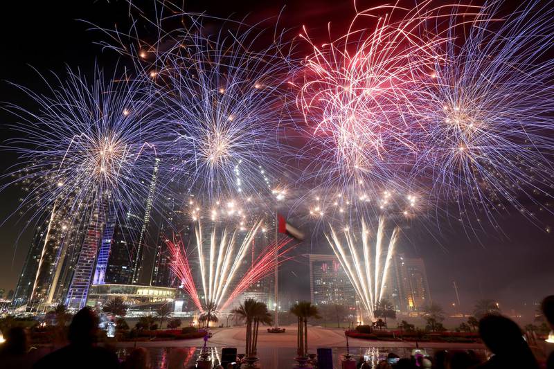 January 1, 2014 (Abu Dhabi) Fireworks light up the skies near Emirates Palace on new years eve in Abu Dhabi, UAE January 1, 2014. (Sammy Dallal / The National)