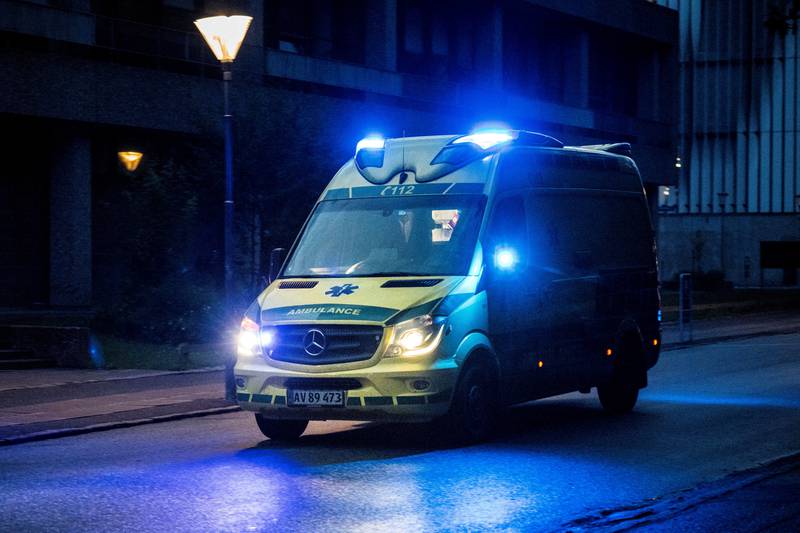An ambulance arrives at the main hospital in Copenhagen. Reuters