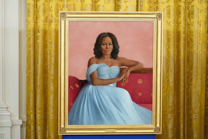 The former first lady chose artist Sharon Sprung to do her portrait. AP