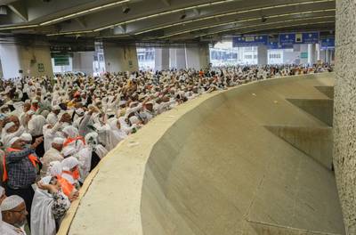 Thousands of Hajj pilgrims take part in the stoning of the devil ritual. AP