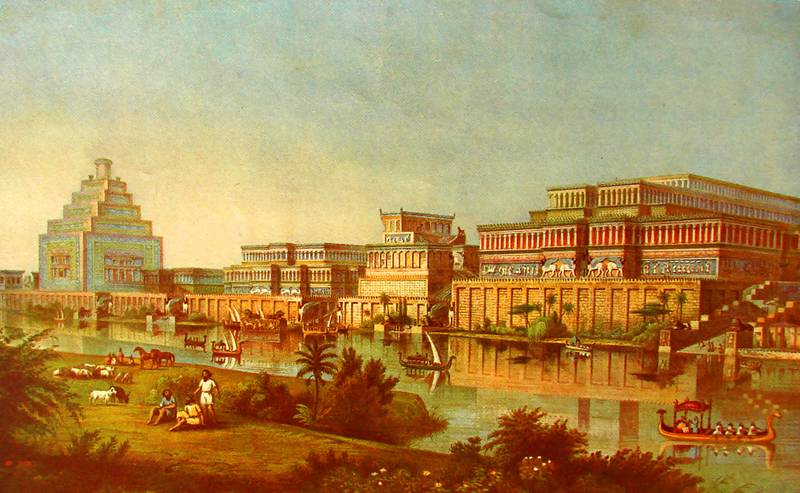 The city of Nineveh, with the Mashki Gate, depicted at the height of Assyrian power, when it was capital of the Neo-Assyrian Empire. Alamy