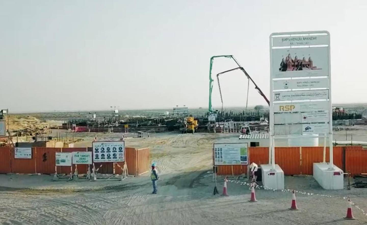 Screen grab of Construction Update of BAPS Hindu Mandir, Abu Dhabi. 