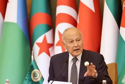 Secretary General of the Arab League Ahmed Aboul Gheit speaks at an event in Riyadh, Saudi Arabia, in December 2022. Reuters