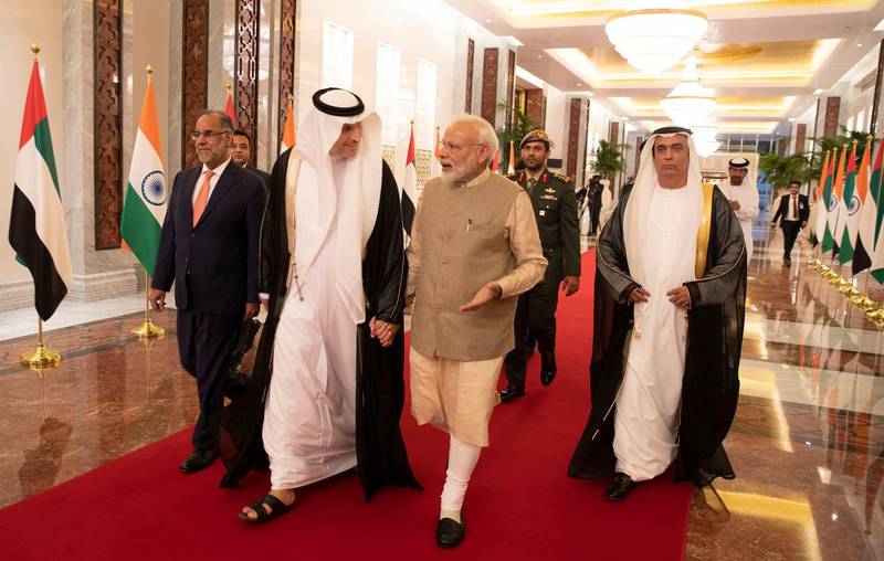 Prime Minister of India Narendra Modi arrived Friday in the United Arab Emirates on a two-day visit WAM