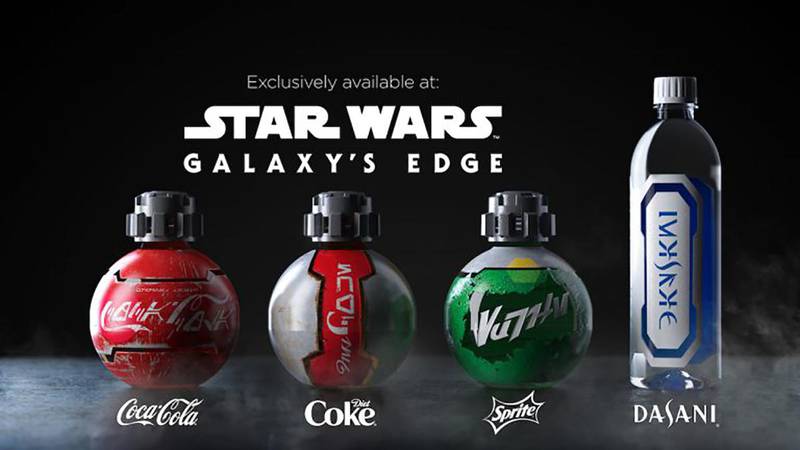 Specially designed Star Wars Coca-Cola bottles made by Disney. 