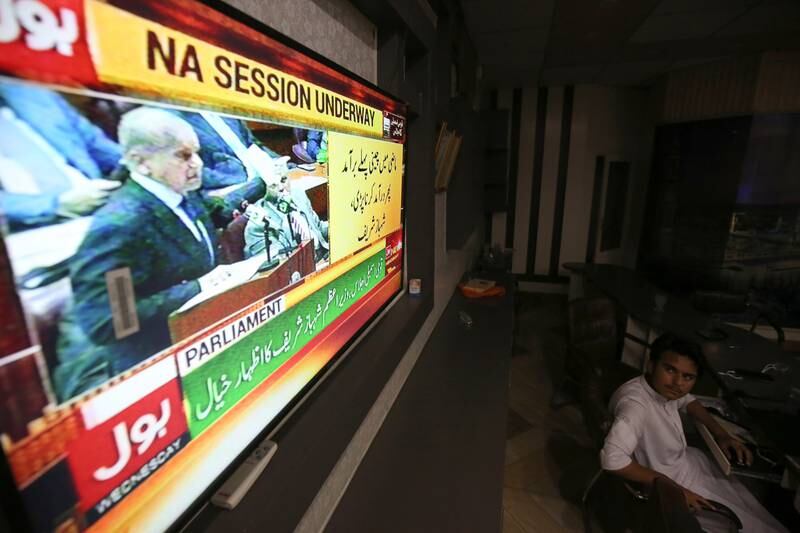 A farewell televised speech of Pakistani Prime Minister Shehbaz Sharif as the government finishes its five-year constitutional term earlier in the month. EPA