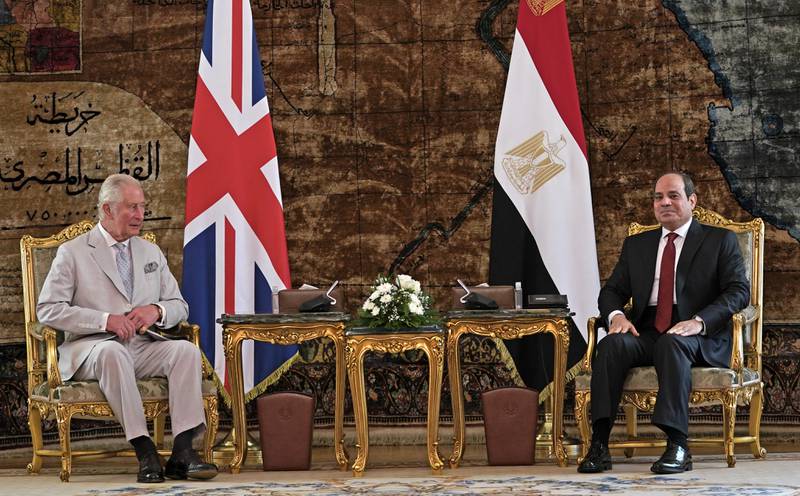 Prince Charles and President El Sisi at Al-Ittahadiya Palace.