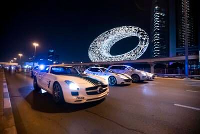 Dubai Police manage traffic for the Dubai Ride. 
