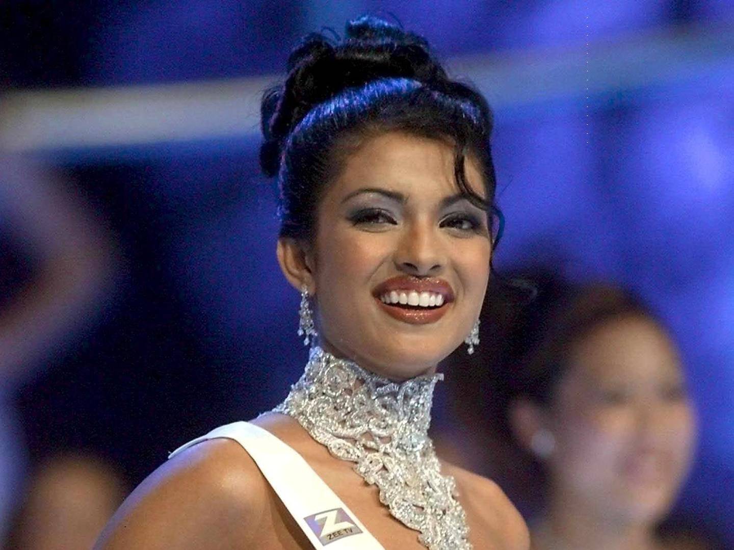 MWD31 - 20001130 - LONDON, UNITED KINGDOM: 18-year-old Priyanka Chopra of India poses on stage during the Miss World final at the Millenium Dome in London, Thursday 30 November 2000. Chopra won the contest. EPA PHOTO EPA/GERRY PENNY