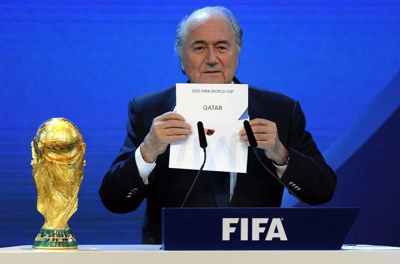 Sepp Blatter reveals Qatar's selection as the 2022 World Cup host nation in 2010. AP