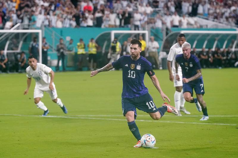 Argentina forward Lionel Messi scored twice against Honuras at Miami Gardens. AP