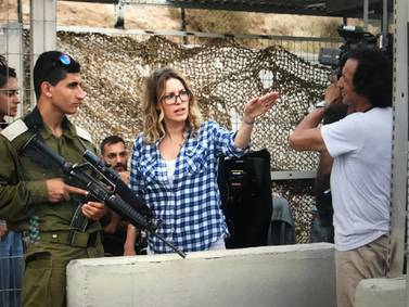 Director Farah Nabulsi on set of her film 'The Present', which was shot over six days in Palestine. Philistine Films / Native Liberty