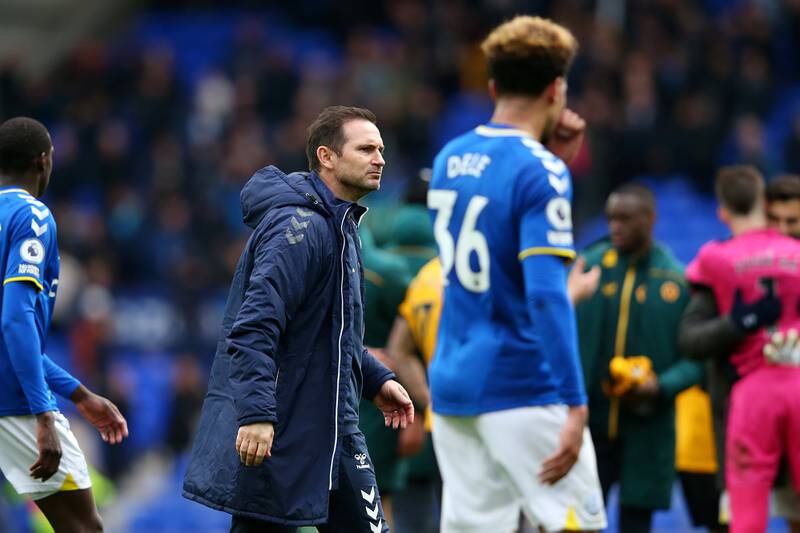 Everton manager Frank Lampard after the 1-0 defeat by Wolves at Goodison Park. Getty
