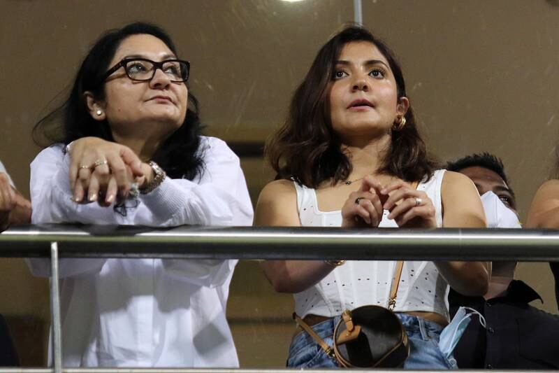 Bollywood star Anushka Sharma, wife of Virat Kohli, during the IPL 2022 match between Royal Challengers Bangalore and Delhi Capitals at the Wankhede Stadium in Mumbai. Sportzpics for IPL