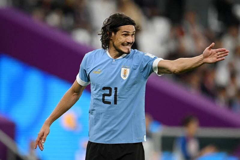 Edinson Cavani of Uruguay reacts during the match against South Korea at the Education City Stadium. Getty