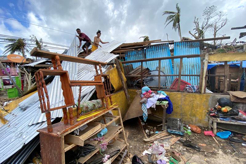 A house in Surigao City is rebuilt after being damaged by the typhoon. Reuters