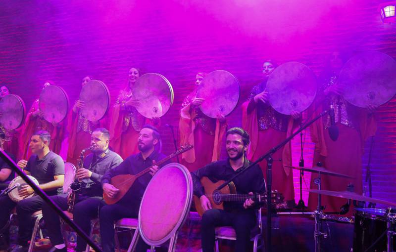 Iraqi Kurdish musicians perform at the concert.