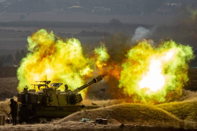 An Israeli artillery unit shelling Gaza. EPA