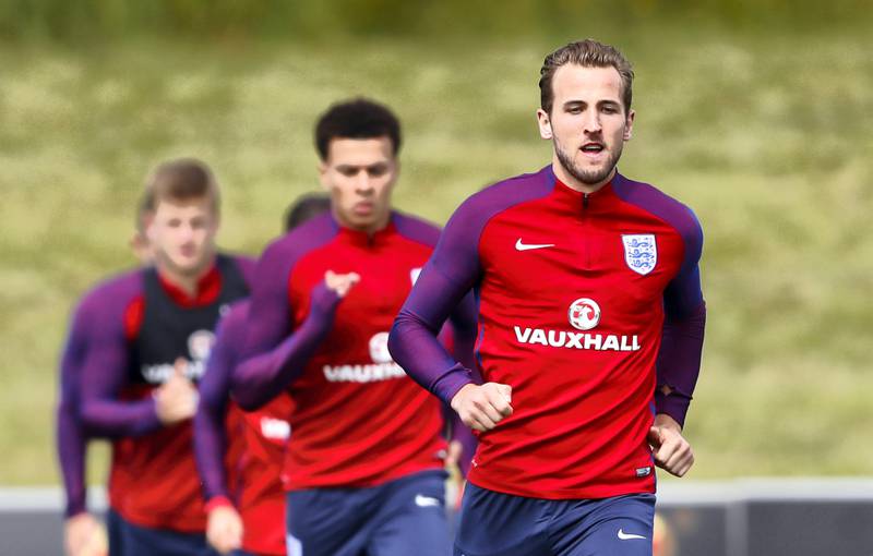 Britain Football Soccer - England Training - St. George���s Park, Burton upon Trent - June 9, 2017 England's Harry Kane and Dele Alli during training Action Images via Reuters / Carl Recine Livepic EDITORIAL USE ONLY. - 14803699