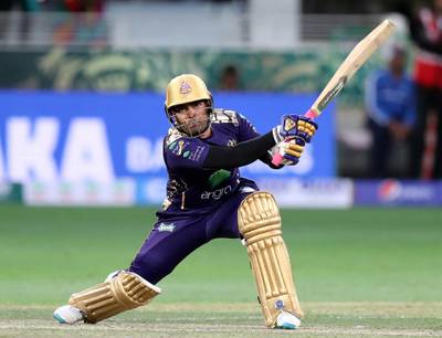 Dubai, United Arab Emirates - February 17, 2019: Quetta's Umar Akmal bats during the game between Islamabad United and Quetta Gladiators in the Pakistan Super League. Sunday the 17th of February 2019 at The International Cricket Stadium, Dubai. Chris Whiteoak / The National