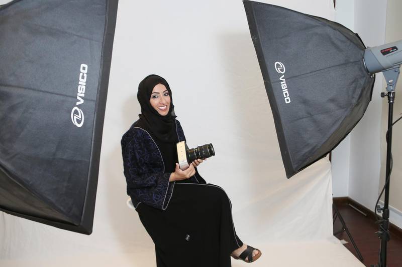 Dubai, UAE. August 30, 2015 - Emirati Nahla Al Fahad, film producer, director and casting agent is photographed at Beyond Studios in Dubai, August 30, 2015. (Photo by: Sarah Dea/The National, Story by: Melinda Healy/Weeken) *** Local Caption ***  SDEA300815-myuae_nahla12.JPG