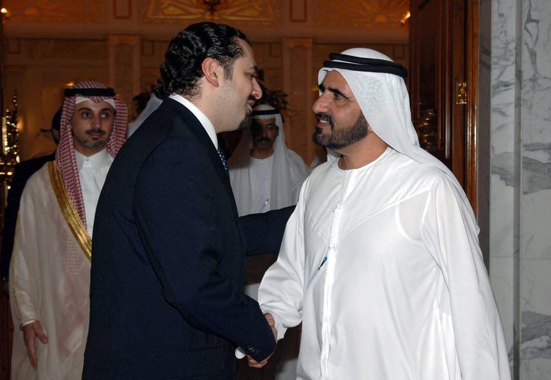 Vice President and Ruler of Dubai Sheikh Mohammed bin Rashid, then Crown Prince of Dubai, receives Mr Hariri in 2005.
