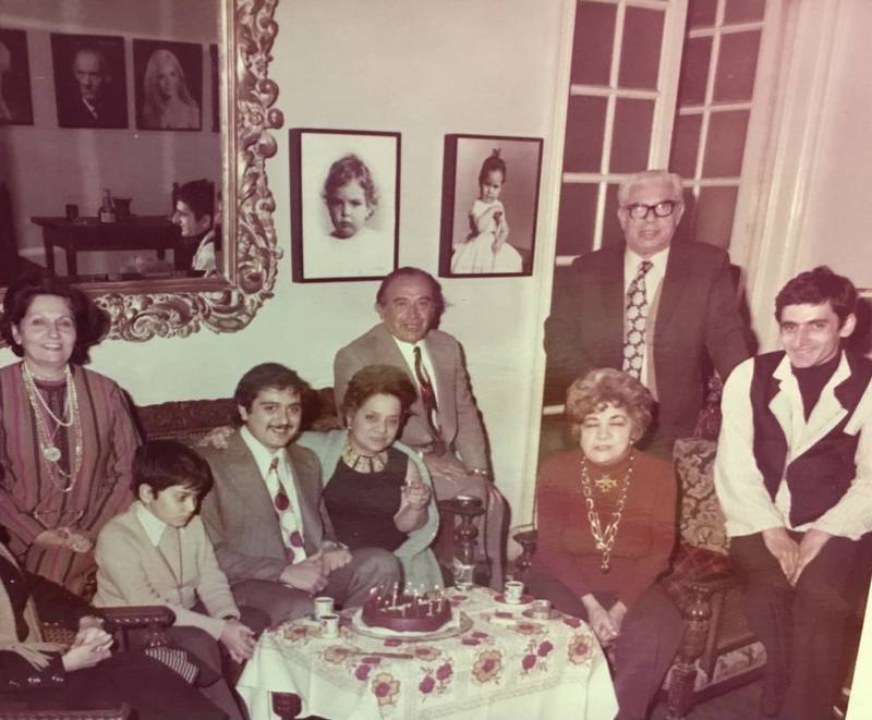 An undated image of Chant Avedissian, left, with George Mikealian standing behind him at photographer Shake Alban's house. Photo: Mikealian family archive