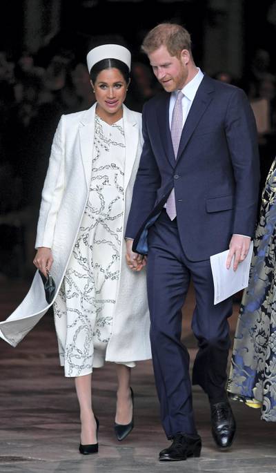 Britain's Prince Harry and Meghan, Duchess of Sussex leave after the Commonwealth Service at Westminster Abbey, on Commonwealth Day, in London, Britain March 11, 2019.  REUTERS/Toby Melville