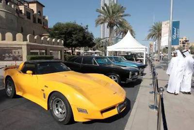 More than 200 classic cars from the past 100 years are on display at the fifth Emirates Classic Car Festival in Dubai. Jeffrey E Biteng / The National