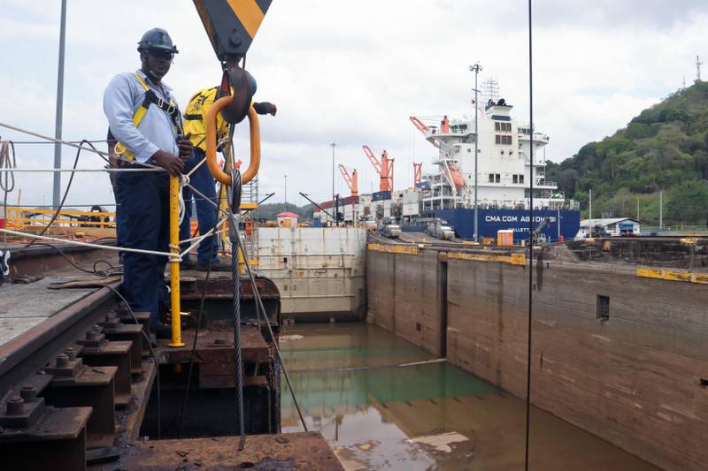 Maintainance works are being carried out at Panama Canal's Pedro Miguel Locks in Paraiso, near Panama City. AFP