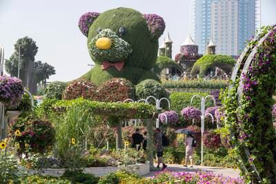 A giant floral teddy bear at Dubai Miracle Garden