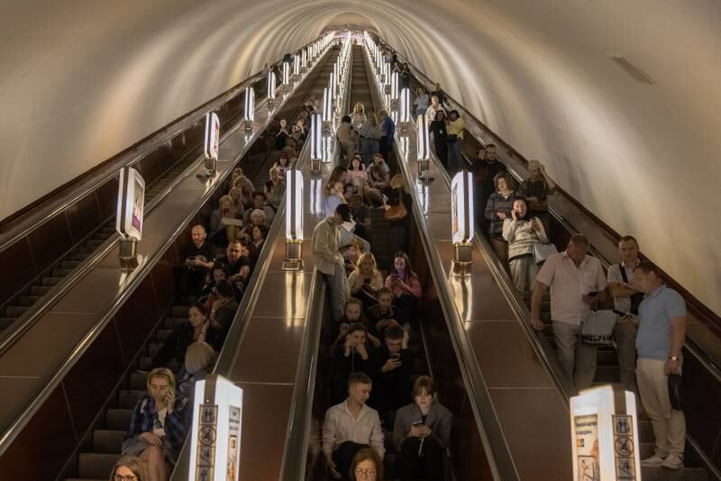 People shelter in a subway station during a Russian missile attack in Kyiv last week. Getty Images