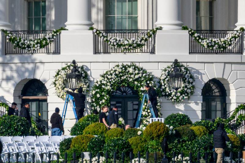 Wedding preparations on the South Lawn of the White House in Washington began on Friday. AFP