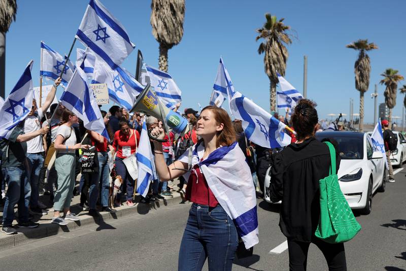 Israelis demonstrating outside the US Consulate in Tel Aviv. Reuters