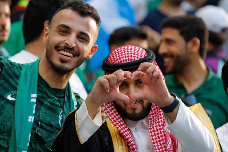 Saudi Arabia fans celebrate their team's victory over Argentina. AFP