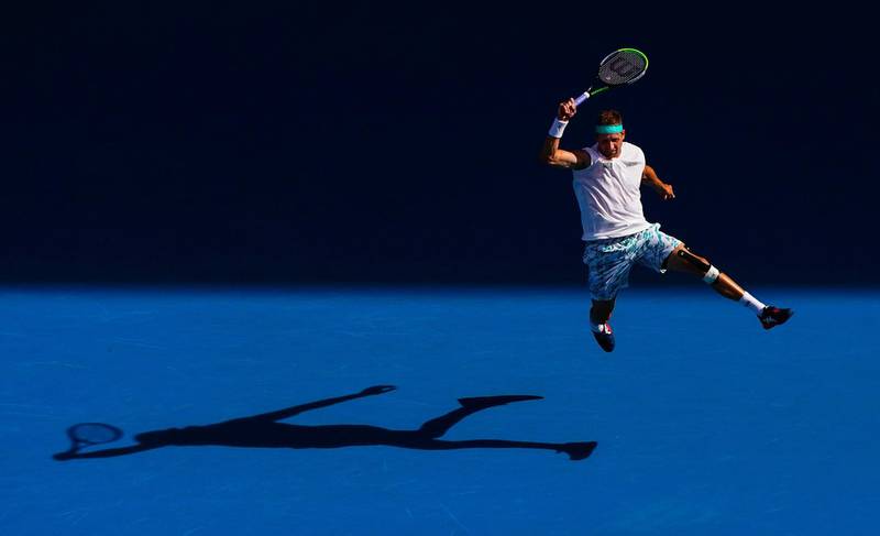 Tennys Sandgren during his defeat to Roger Federer in the quarter-finals of the Australian Open in Melbourne, on January 28. EPA