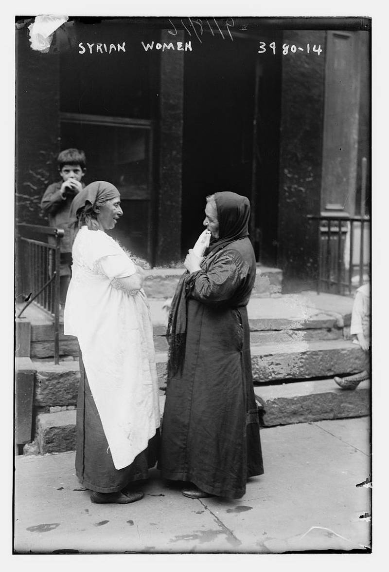 Women catch up outside their homes in Little Syria more than a century ago. Photo: Library of Congress