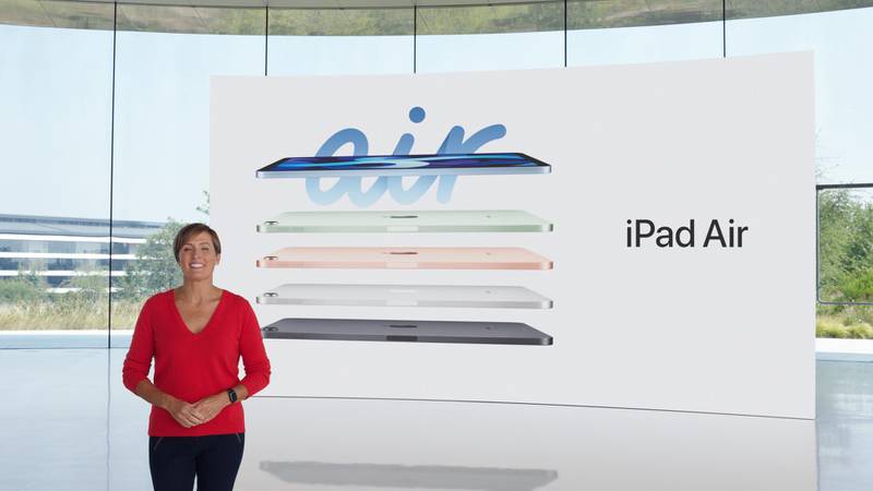 Apple's vice president of Hardware Engineering Laura Legros unveils the all-new iPad Air during a special event at the company's headquarters of Apple Park in a still image from video released in Cupertino, California, U.S.  REUTERS