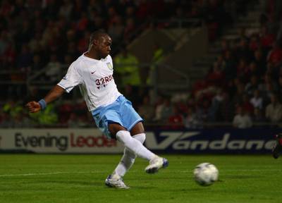 WREXHAM, UNITED KINGDOM - AUGUST 28:  Nigel Reo-Coker of Aston Villa scores the third goal during the Carling Cup second round match between Wrexham and Aston Villa at the Racecourse Ground on August 28, 2007 in Wrexham, Wales.  (Photo by Alex Livesey/Getty Images)