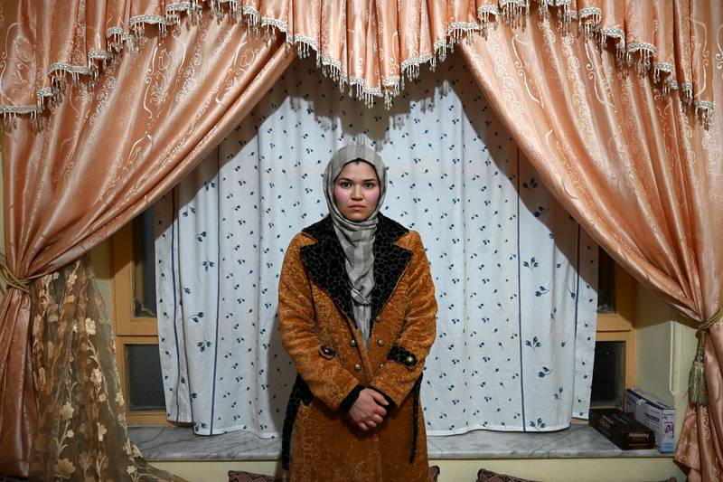 Zakia, an economics student who dropped out of university after the Taliban took power, at her home on the outskirts of Kabul on January 24, 2022. AFP