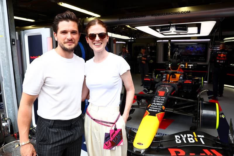 Rose Leslie and Kit Harington at the Monaco GP on Sunday. Getty