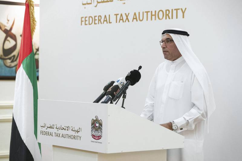 ABU DHABI, UNITED ARAB EMIRATES. 15 AUGUST 2017. Press conference hosted by the Federal Tax Authority at the Ministry of Finance about the upcoming launch of VAT. Khalid al Bustani, Director General of the Federal Tax Authority. (Photo: Antonie Robertson/The National) Journalist: Dania Alsaadi. Section: Business.